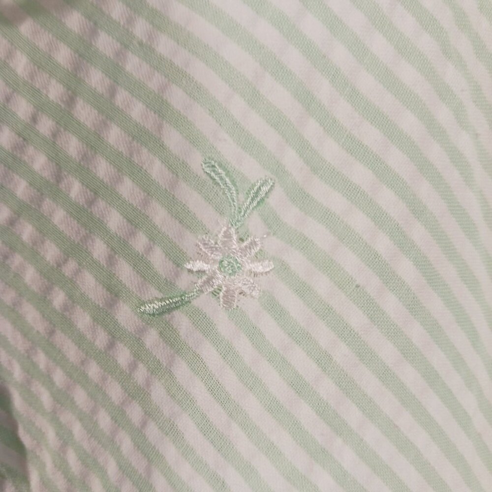 Miss Elaine, Small Sleeveless short Nightgown, Mint Green/White W/ Embroidery... - Picture 5 of 13